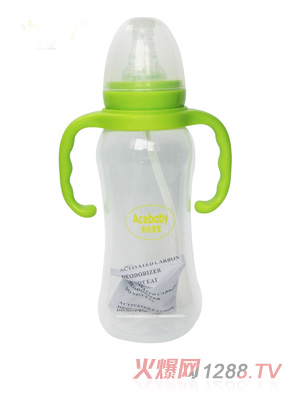 安心寶寶250ml標口圓弧形雙耳自動PP奶瓶綠色