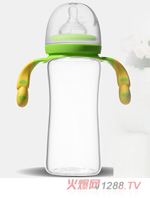 愛(ài)弗圖西300ML寬口玻璃奶瓶（熒光綠）