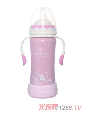 媽咪樹(shù)寬口帶底座不銹鋼奶瓶180ml
