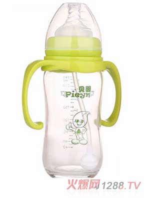 貝嬰玻璃奶瓶綠色