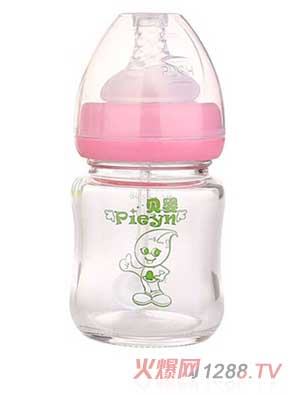 貝嬰玻璃奶瓶紅色無把