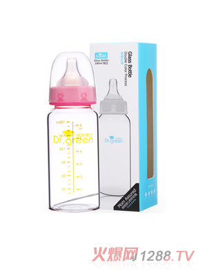 格林博士標(biāo)口玻璃奶瓶180ML紅色