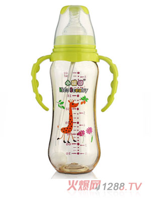 小孩國(guó)標(biāo)口弧形自動(dòng)PPSU安全奶瓶240ML青色