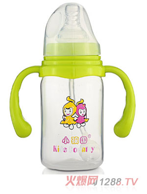 小孩國(guó)標(biāo)口奶瓶直身PP奶瓶120ML青色