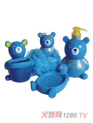 陽(yáng)光兔藍(lán)色小熊造型洗刷用品套組