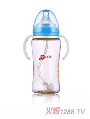 母愛PPSU寬口自動奶瓶300ml安全耐摔藍