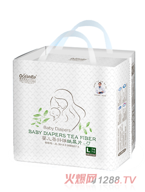 海洋寶貝嬰兒茶纖維紙尿片L碼74片-大包