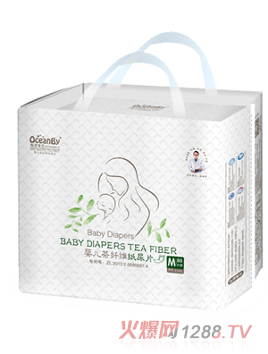海洋寶貝嬰兒茶纖維紙尿片M碼80片-大包