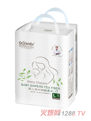 海洋寶貝嬰兒茶纖維紙尿片L碼36片-中包