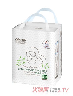 海洋寶貝嬰兒茶纖維紙尿片S碼44片-中包