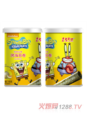 香當可口海綿寶寶系列-烤海苔卷哈密瓜味桶裝