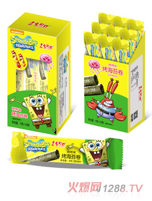 香當可口海綿寶寶系列-烤海苔卷燒烤味盒裝