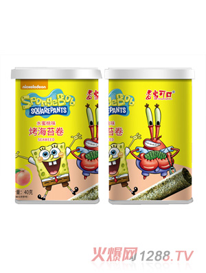 香當可口海綿寶寶系列-水蜜桃味烤海苔卷桶裝