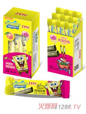 香當可口海綿寶寶系列-烤海苔卷水蜜桃味盒裝
