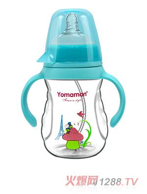 優(yōu)秀媽咪PP寬口徑奶瓶藍色330ml